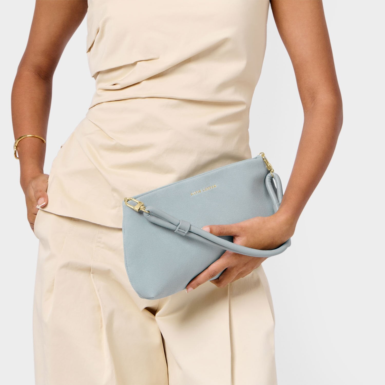 Katie Loxton - Asha Clutch - Blue Mist Suedette