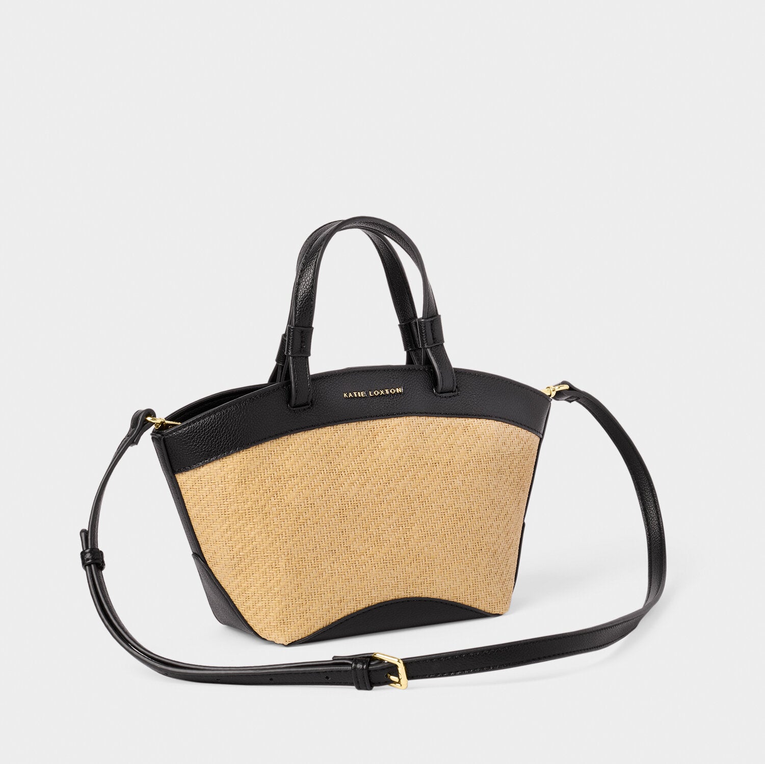 Katie Loxton - Riviera Raffia Mini Tote Bag - Raffia/Black