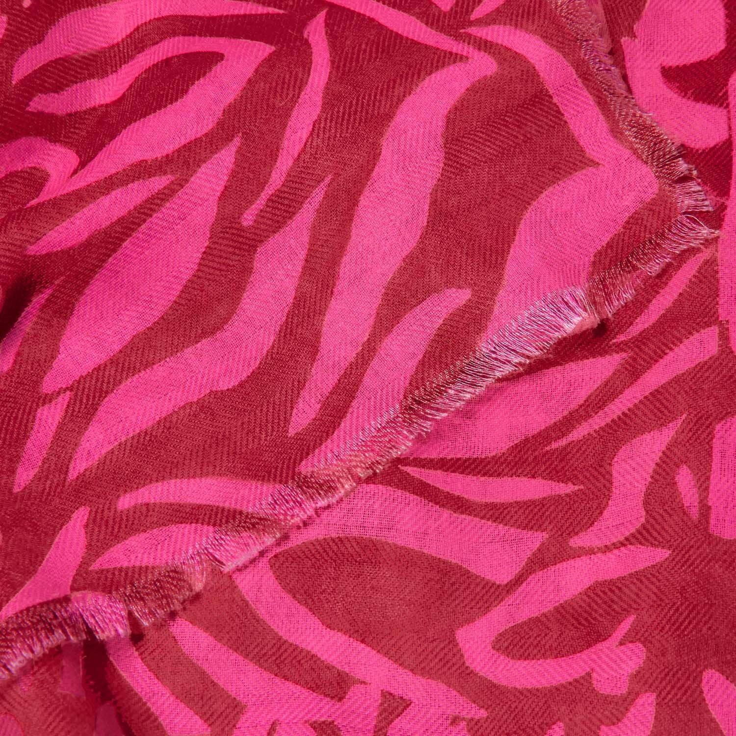 Printed Scarf - Animal Print In Red & Fuchsia