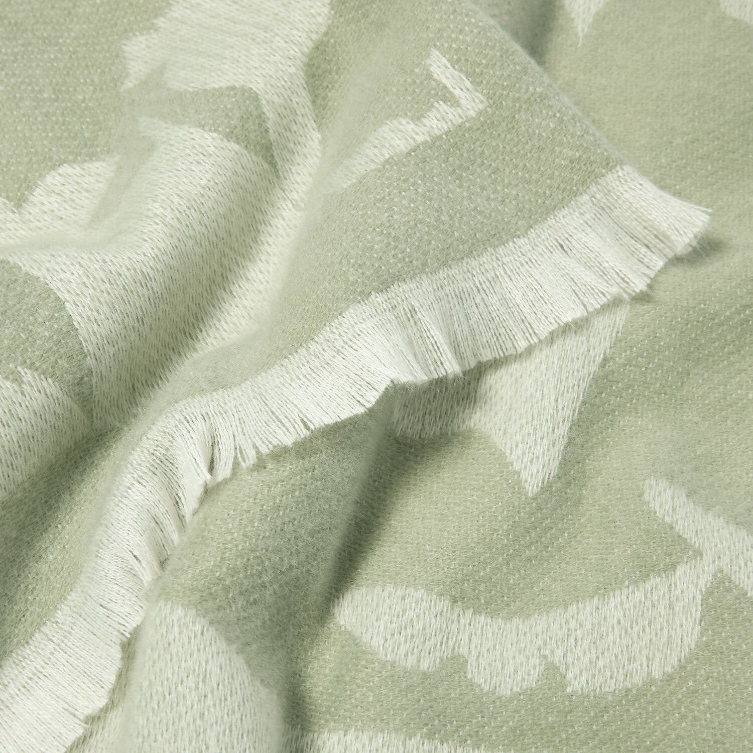 Printed Blanket Scarf - Sage & White