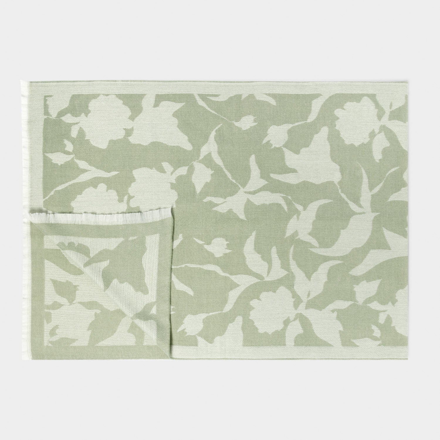 Printed Blanket Scarf - Sage & White