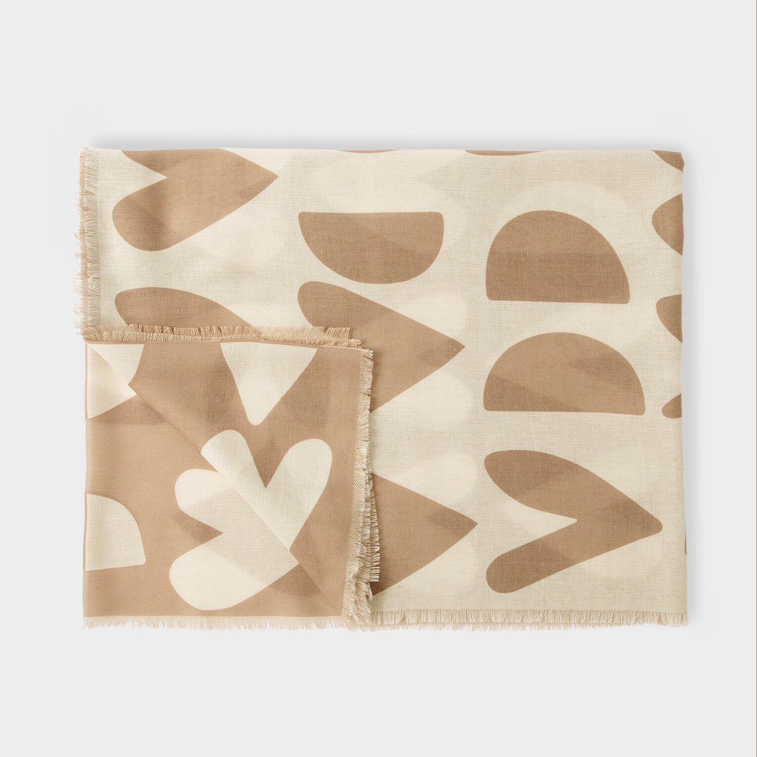 Katie Loxton - Printed Scarf - Large Heart | Taupe / Ecru