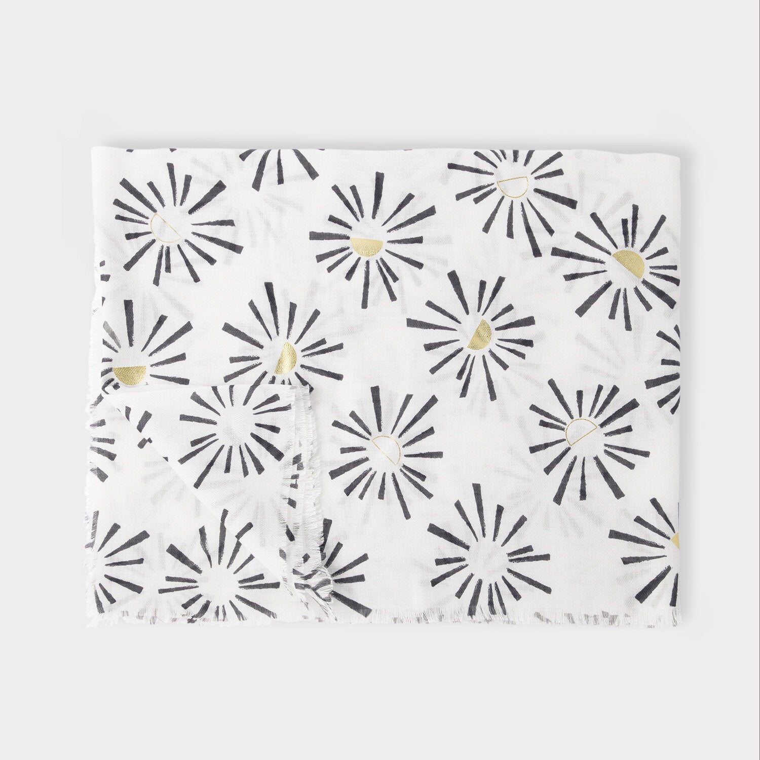 Katie Loxton - Printed Foil Scarf - Sunburst - White / Black / Gold Foil