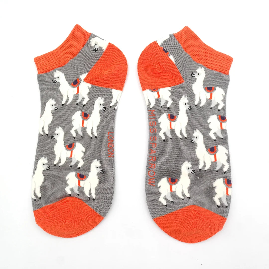 Llamas Trainer Socks Grey