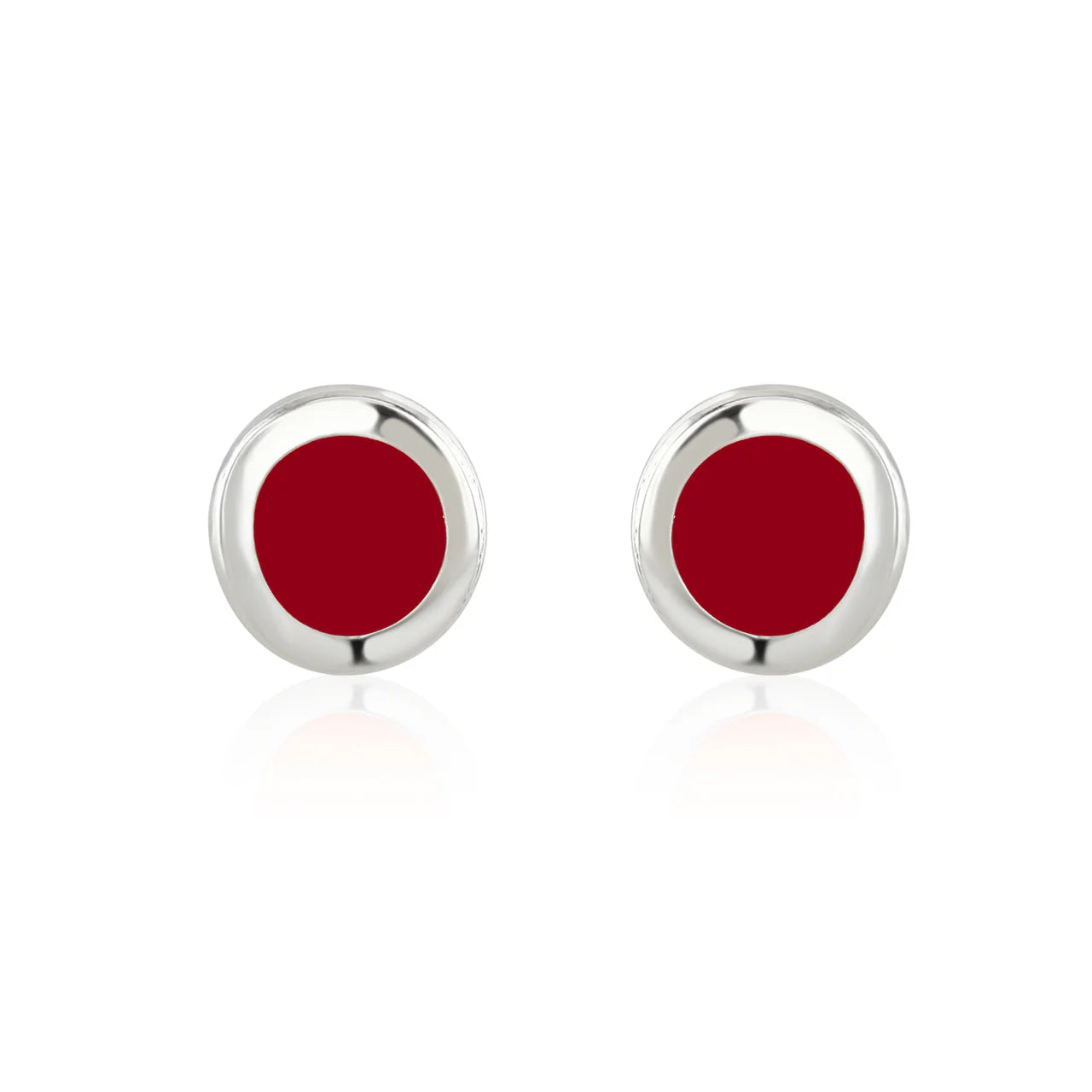 Mini Stud Earrings - Berry Red - Coral And Mint