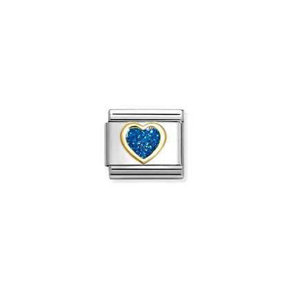 Blue Glitter heart Link - Nomination Italy