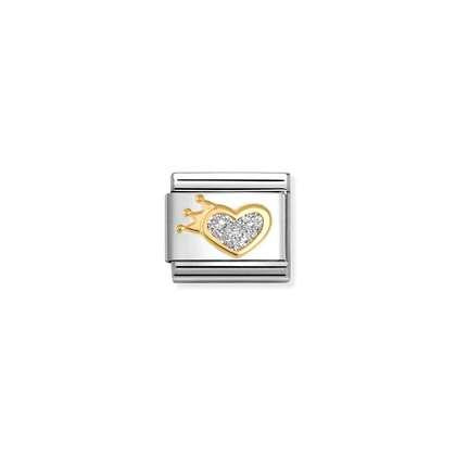 Composable Classic gold Silver heart with crown