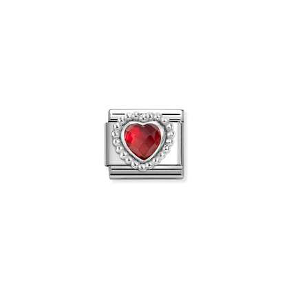 Red Heart Stone Link - Dot Setting - Nomination Italy