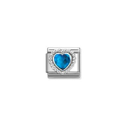 Blue heart Stone Link - Dot Setting - Nomination Italy