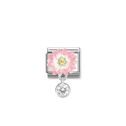 Pink Daisy With Round Dangle Link - Nomination Italy