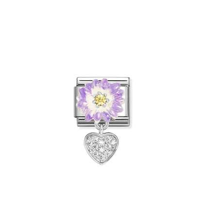 Lilac Daisy With Heart Link - Nomination Italy