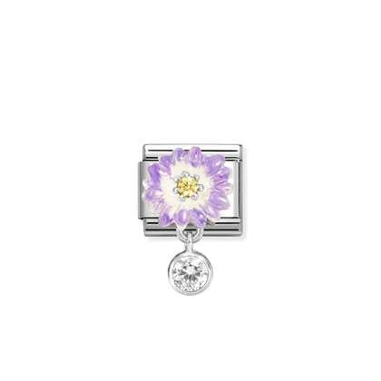 Lilac Flower With Round Dangle Link - Nomination Italy