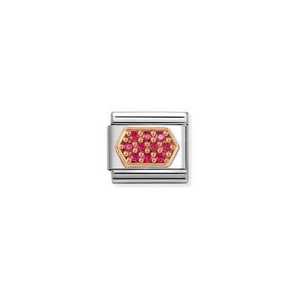 Composable Classic rose gold red hexagon link - Nomination Italy