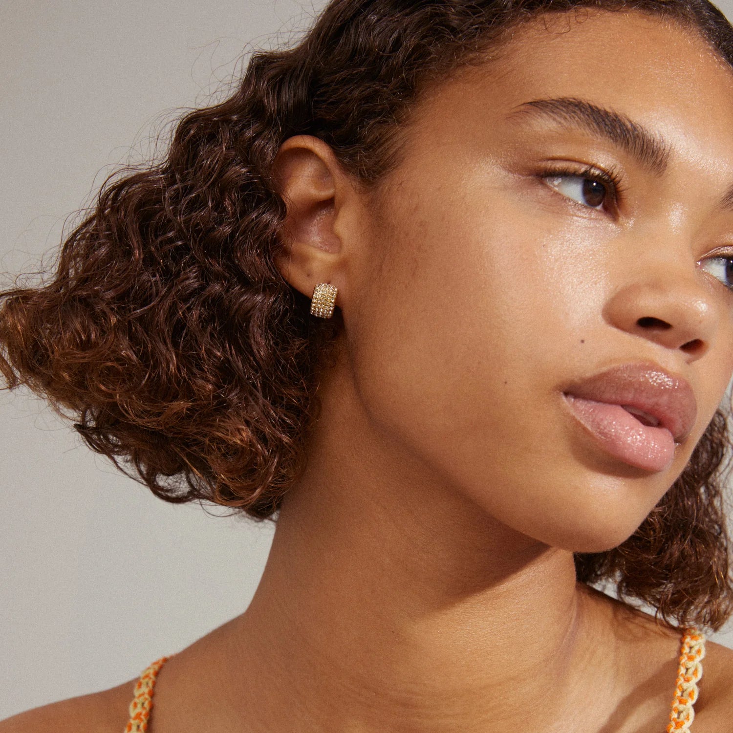 Be Crystal Huggie Hoops Gold Plate Pilgrim Jewellery
