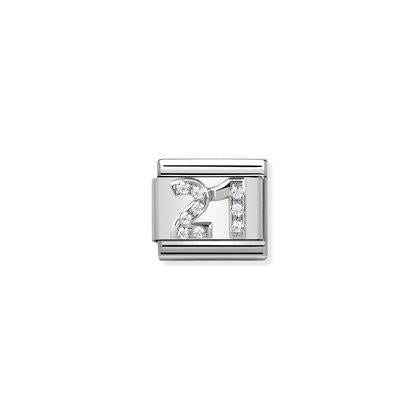 Silver & Cubic Zirconia - Age 21 charm By Nomination Italy