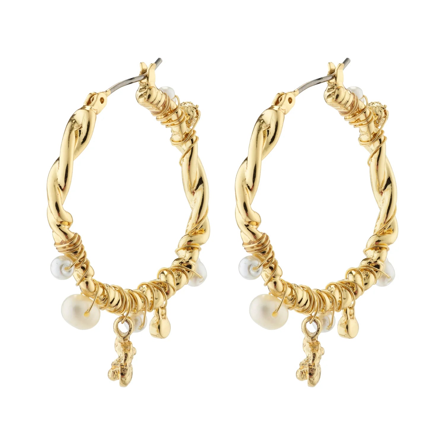 Ana - pearl & crystal hoops gold-plated