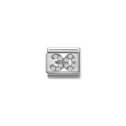 Silver & Cubic Zirconia - Age 30 Charm By Nomination Italy