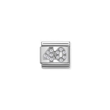 Silver & Cubic Zirconia - Age 40 charm By Nomination Italy