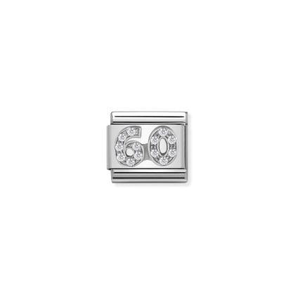 Silver & Cubic Zirconia - Age 60 charm By Nomination Italy