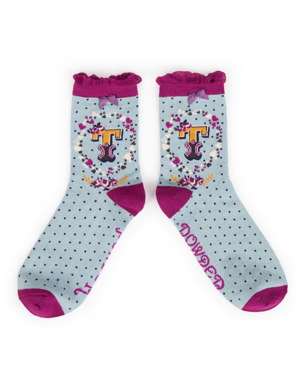 Ladies Alphabet Socks - Letter T
