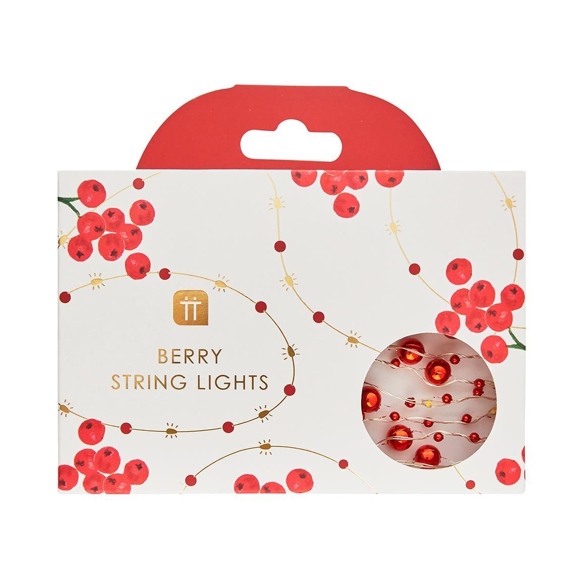 Botanical Holly Bead String Lights - Red