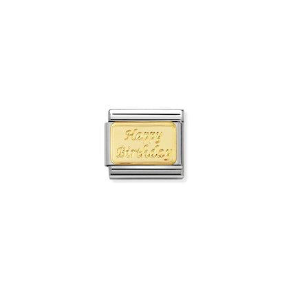 Gold Engraved Happy Birthday charm By Nomination Italy