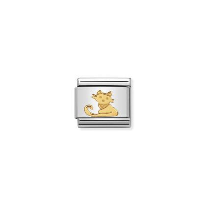 Gold Animals - Seated Cat charm By Nomination Italy