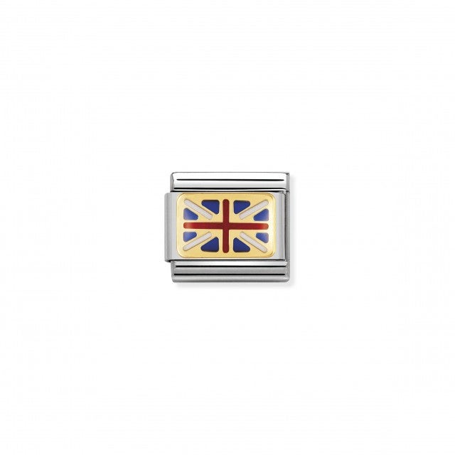 Nomination Charm -  Gold Enamel Flags -Great Britain