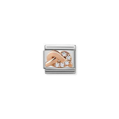 Rose Gold - White CZ knot Charm By Nomination Italy