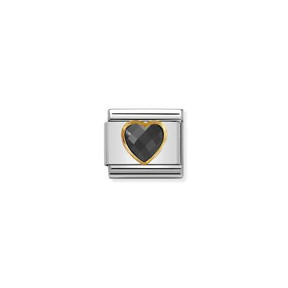 Gold Cubic Zirconia Hearts - Black Charm By Nomination Italy