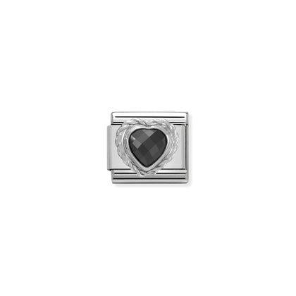 Silver Stones - Black Heart Charm By Nomination Italy