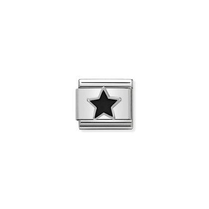 Silver Enamel - Black Star charm By Nomination Italy