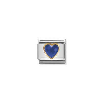 Gold Cubic Zirconia Heart - Blue Charm By Nomination Italy
