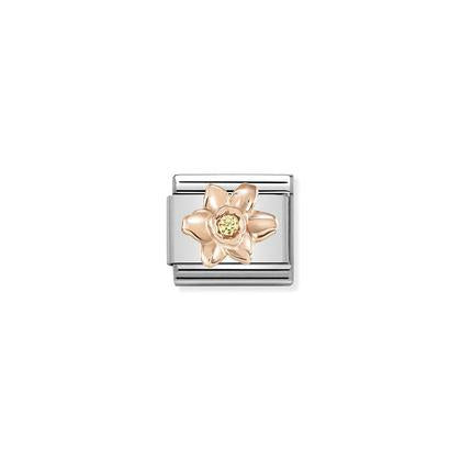 Rose Gold - Daffodil With Yellow CZ charm By Nomination Italy