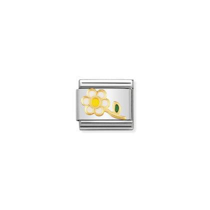 Gold Enamel Flowers - White Daisy charm By Nomination Italy