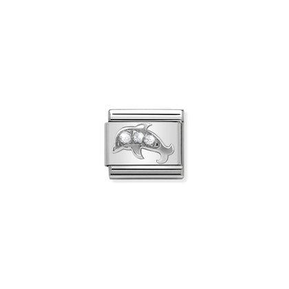 Silver & Cubic Zirconia - Dolphin charm By Nomination Italy