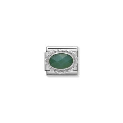 Silver Stones - Faceted Green Agath Charm By Nomination Italy