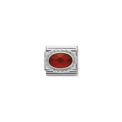 Silver Stones - Faceted Red Agath Charm By Nomination Italy