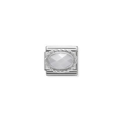 Silver Stones - Faceted White JadeCharm By Nomination Italy