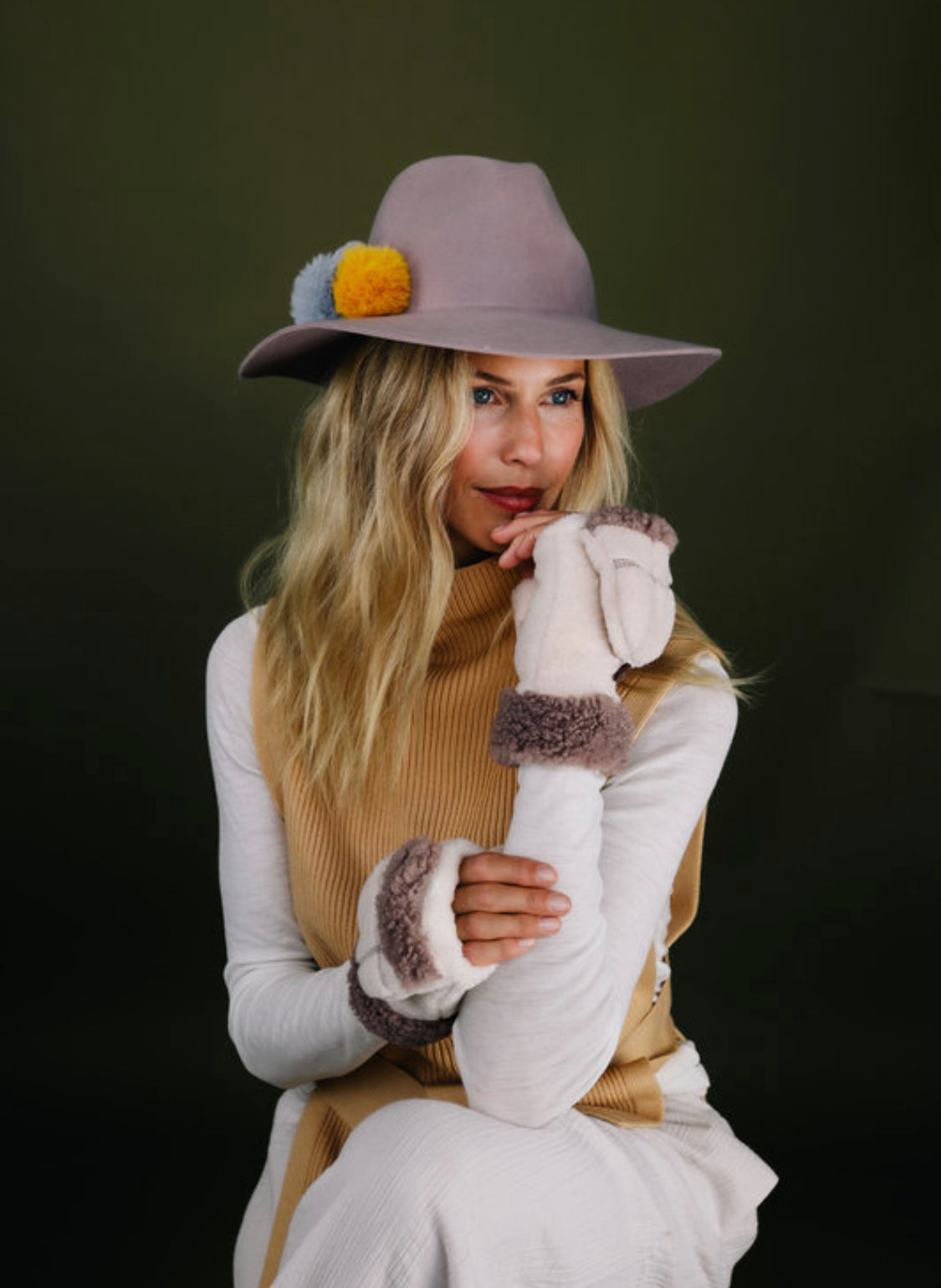 Powder Design - Cassandra Wool Hat - Lilac Grey / Mustard