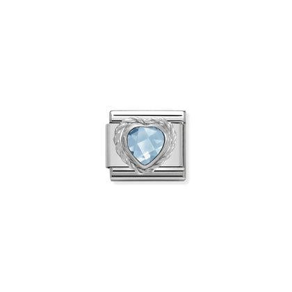 Silver Stones - Light Blue Heart Charm By Nomination Italy