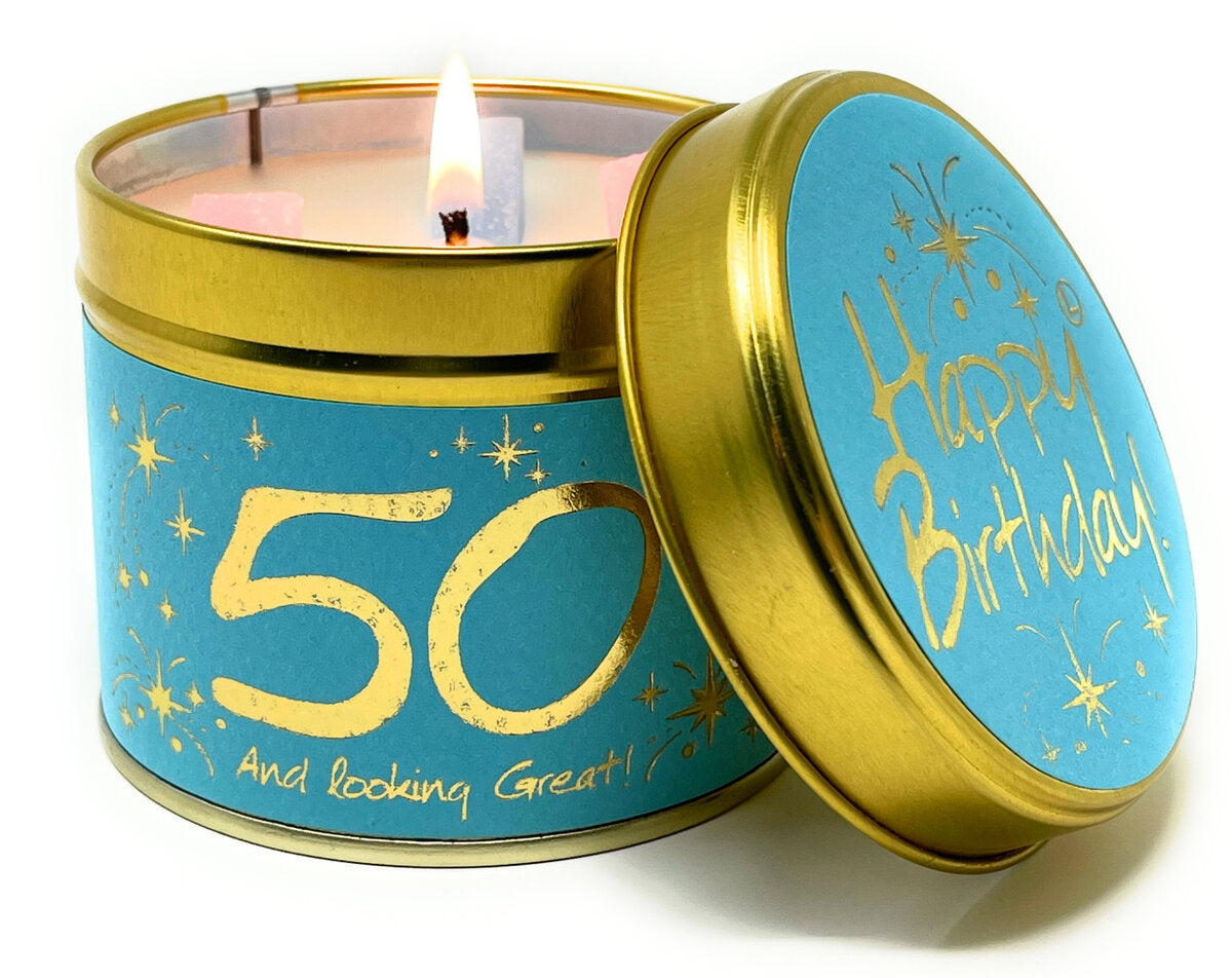 Lily Flame Candle - Happy 50th Birthday