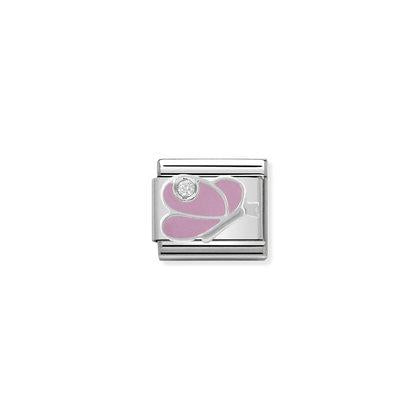 Enamel & Cubic Zirconia - Pink Butterfly charm By Nomination Italy