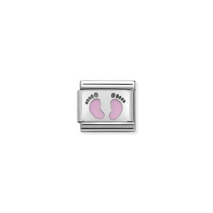 Oxidised Plates - Pink Footprints charm By Nomination Italy