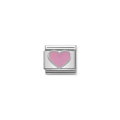 Silver Enamel - Pink Heart charm By Nomination Italy