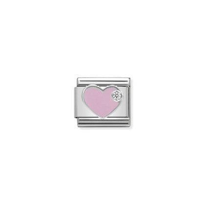 Enamel & Cubic Zirconia - Pink Heart charm By Nomination Italy