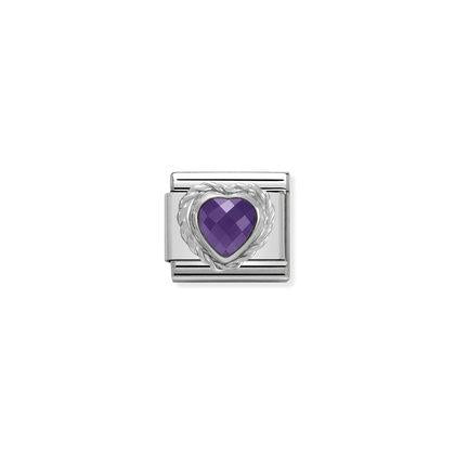Silver Stones - Purple Heart Charm By Nomination Italy
