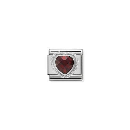 Silver Stones - Red Heart Charm By Nomination Italy