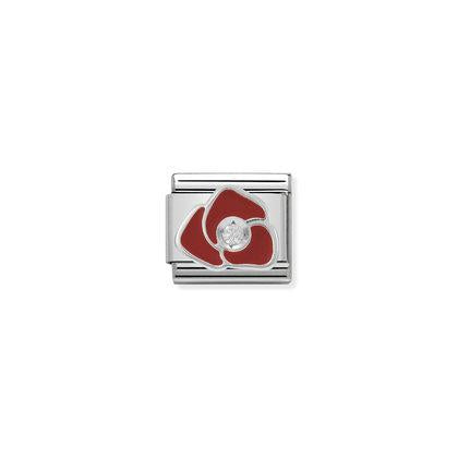 Enamel And Cubic Zirconia - Red Rose charm By Nomination Italy
