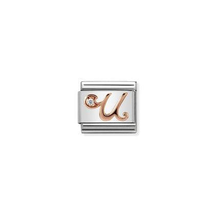 Rose Gold - Letter U charm By Nomination Italy